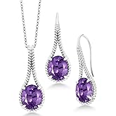 Gem Stone King Gemstone Birthstone Pendant and Earrings Jewelry Set For Women In 925 Sterling Silver | Oval 12X10MM | With 18 Inch Silver Chain