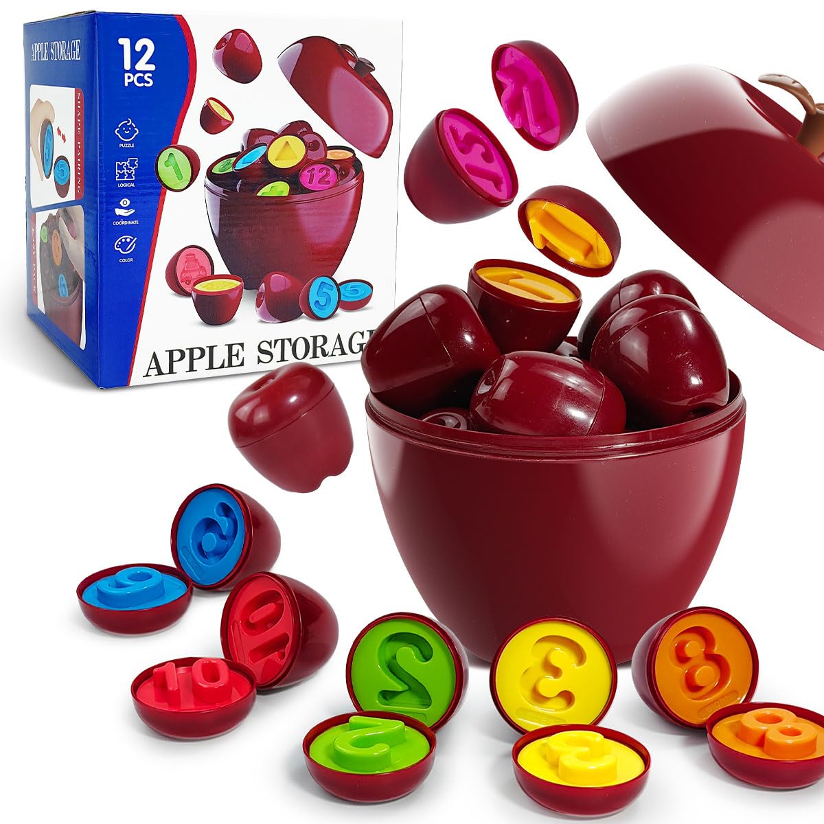 YYDeek Easter Eggs Matching Gift for 2-3 year Olds, Montessori Number Learning Toys for 3 Year Old, Color Shape Sorting & Stacking Puzzle, Educational Toys for 2-3 year Olds