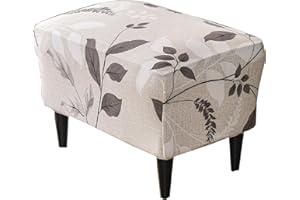 KRFOONN Ottoman Slipcovers Stretch Rectangle Footrest Stool Covers Printed Ottoman Cover for Foot Stool Furniture Protector with Non Slip Elastic Bottom(22, Large)