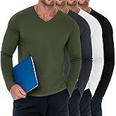 Baggyfly 4 Pack Men's Big and Tall Underscrub Tops, Comfort Long Sleeve V Neck Fitted Layering Shirt for Medical Uniforms