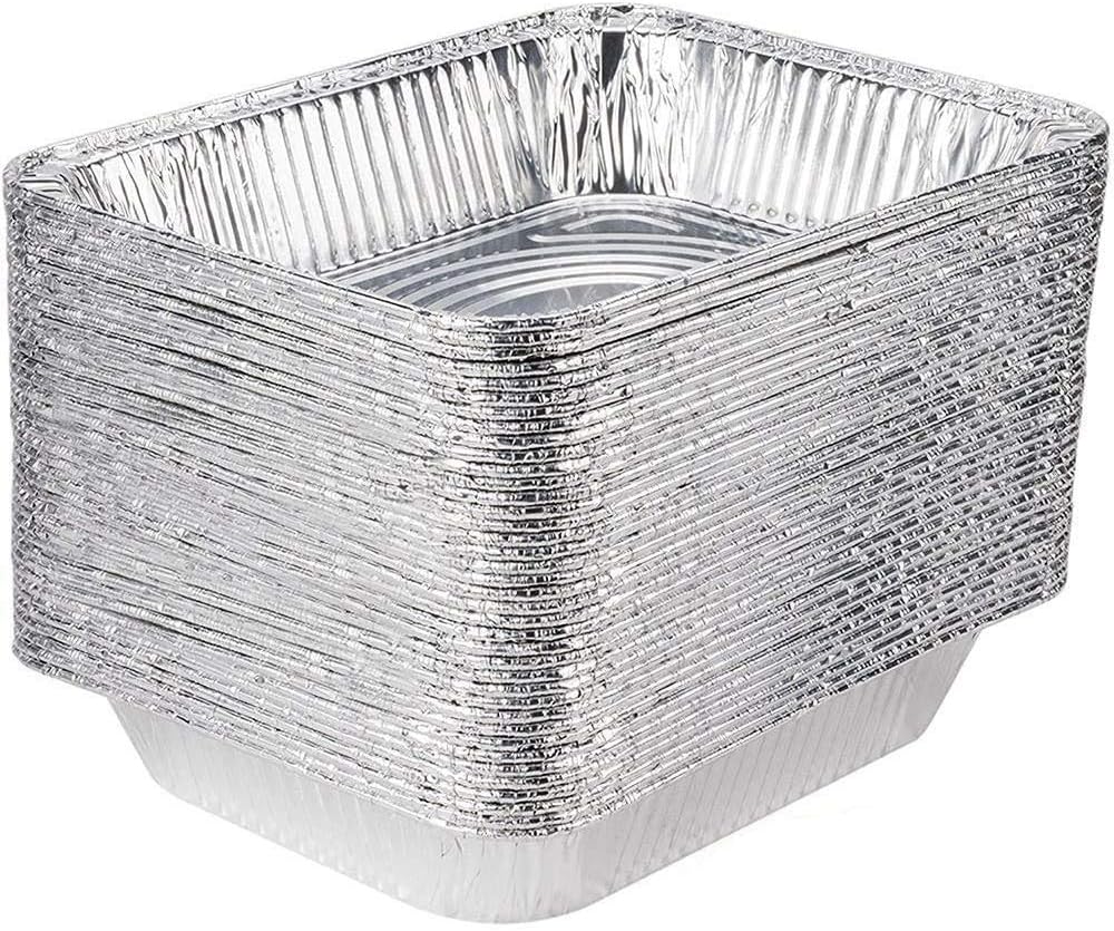 N/ 30 Packs Disposable Aluminum Foil Trays Roasting Trays Containers for Baking Cooking and Frozen Storage of Food (25.5×19.5×5.5cm)
