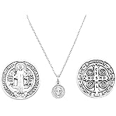 Rosemarie Collections Petite Saint Benedict Religious Pendant Necklace, 18"+2" Extender