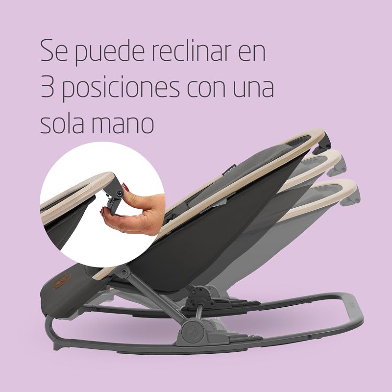 Kori, Hamaca Bebé 2 en 1 con arco de juegos, 0-2 años, máx.15 kg, Balancín bebé, 3 posiciones de reclinación una sola mano, Ligera y compacta, Arnés Easy-in, Eco Care, color Beyond Graphite