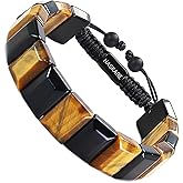 HASKARE Tiger Eye Bracelet for Men - Unique Natural Tiger Eye Obsidian Howlite Stone Protection Crystals Stuffers for Men Christmas Father's Day