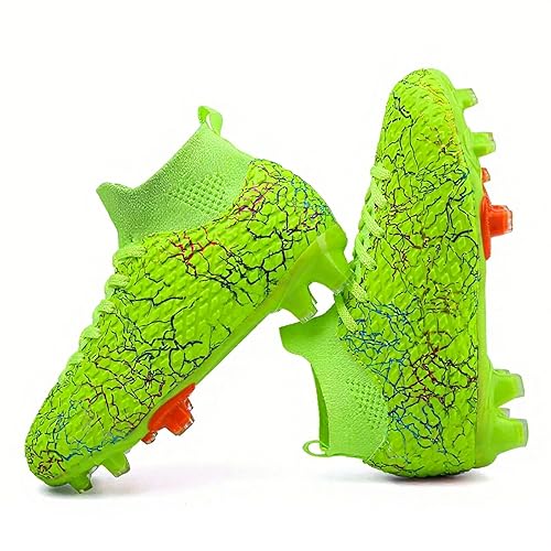 Kids Football Boots Boys Girls Soccer Shoes Guayos de Futbol para Niño High Top Turf Soccer Boots Zapatos de Fútbol para Niños Baseball Cleats Youth Outdoor Football Shoes