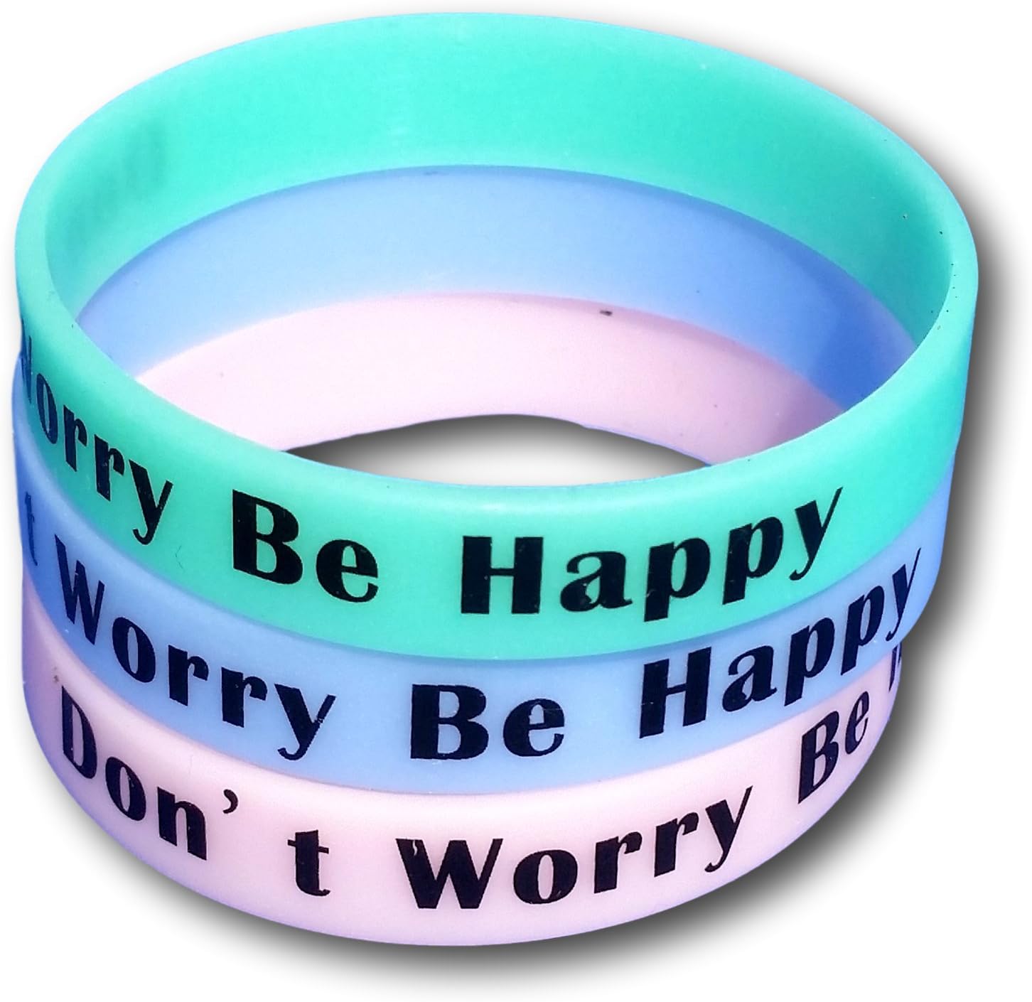 Set of 3 teal blue wristband, armband with phrases to choose, silicone