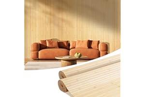 OUZUGIE 2 Pack 96x48 Inch Natural Bamboo Wall Panel – Carbonized Pole Wrap Paneling for Walls, Ceilings, Cabinets, Furniture – Ideal for Bedroom, Living Room & Office DIY Decor