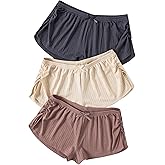 SHENHE Women's 3 Pack Soft Pajama Shorts Elastic Waist Solid Lounge Shorts Sleepwear