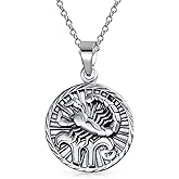 Astrology Horoscope Disc Medallion Pendant Zodiac Necklace For Men Women Antiqued .925 Sterling Silver All Constellation