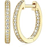 SPACMAG Gold Earrings 14K Gold Earrings For Women Trendy Inside-out Cubic Zirconia Huggie Tiny Small Hoop Earring For Womens Earring Stylish Huggie For Women 14MM