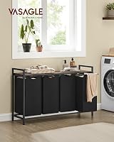VASAGLE 4-Compartment Laundry Hamper with Shelf 160 L Ink Black Rustic Brown view 2