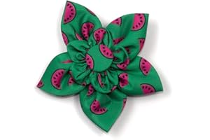 The Worthy Dog Watermelon Slices Summer Print Flower Knot Bow Tie Adjustable Collar Attachment Accessory for Cats Dogs, Cute Fashionable Decoration - Large, Green