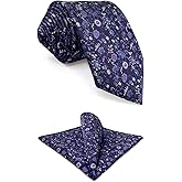 S&W SHLAX&WING Necktie Set Tie Pocket Square Combo Floral Green Red for Wedding