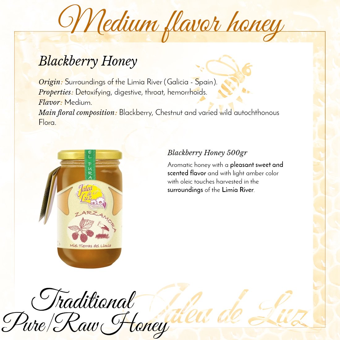 Jalea de Luz Miel Cruda Pura de Zarzamora - 500 gr.: Amazon.es: Alimentación y bebidas