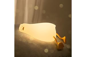 CrazySign Kawaii Decor Boys Girls Gifts - Cute Lying Flat Duck Led Animal Night Light Sleep Lamp Bedside Lamp Nursery Night Light - 3 Level Dimmable USB Rechargeable - Age 3 to Adult (Duck)