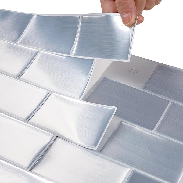LACHEERY STICKY KITCHEN BACKSPLASH TILES PEEL AND STICK SILVER SUBWAY TILE BACKSPLASH FOR KITCHEN 36-SHEET 12″X12″ 3D SELF STICK ON BACK SPLASH TILES FOR BATHROOM LAUNDRY ROOM WALL STICKER WATERPROOF