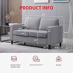 PUREMIND Grey Loveseat Couch for Small Spaces,Cozy