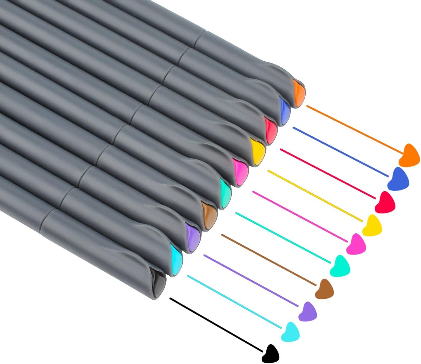 NIUTOP Fineliner Color Pen Set Fine Line Drawing Pen 0.4mm Fine Point Markers Perfect for Coloring Book and Bullet Journal Art Projects, Pack of 10 Assorted Colors
