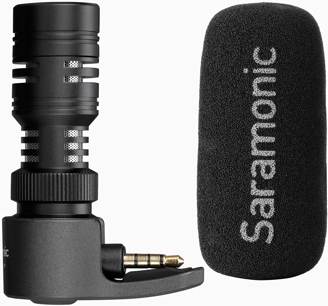 Cell Phone Microphone Shotgun with 3.5mm Monitor, Saramonic Directional Shotgun Mic for iPhone X 8 7 6 5, Samsung Galaxy, LG – External iOS, Android Smartphone Mic Vlog Livestream (TRRS): Home Audio & Theater