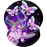 Mouse Pad with Wrist Support, Non Slip Mousepad Wrist Rest for Office, Computer, Laptop &amp; Mac-Comfortable &amp; Lightweight Ergonomic Support Mouse Mat(DL-Butterfly)
