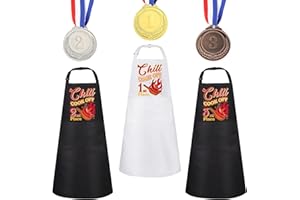 Auidy_6TXD 6 Pcs Chili Cook-off Prizes, Chili Cook-Off Aprons 1st 2nd 3rd Prizes Set of 3 Medals Funny Chili Cooking Aprons Adjustable Chili Cook-off Decorations Gifts for Winning Prize