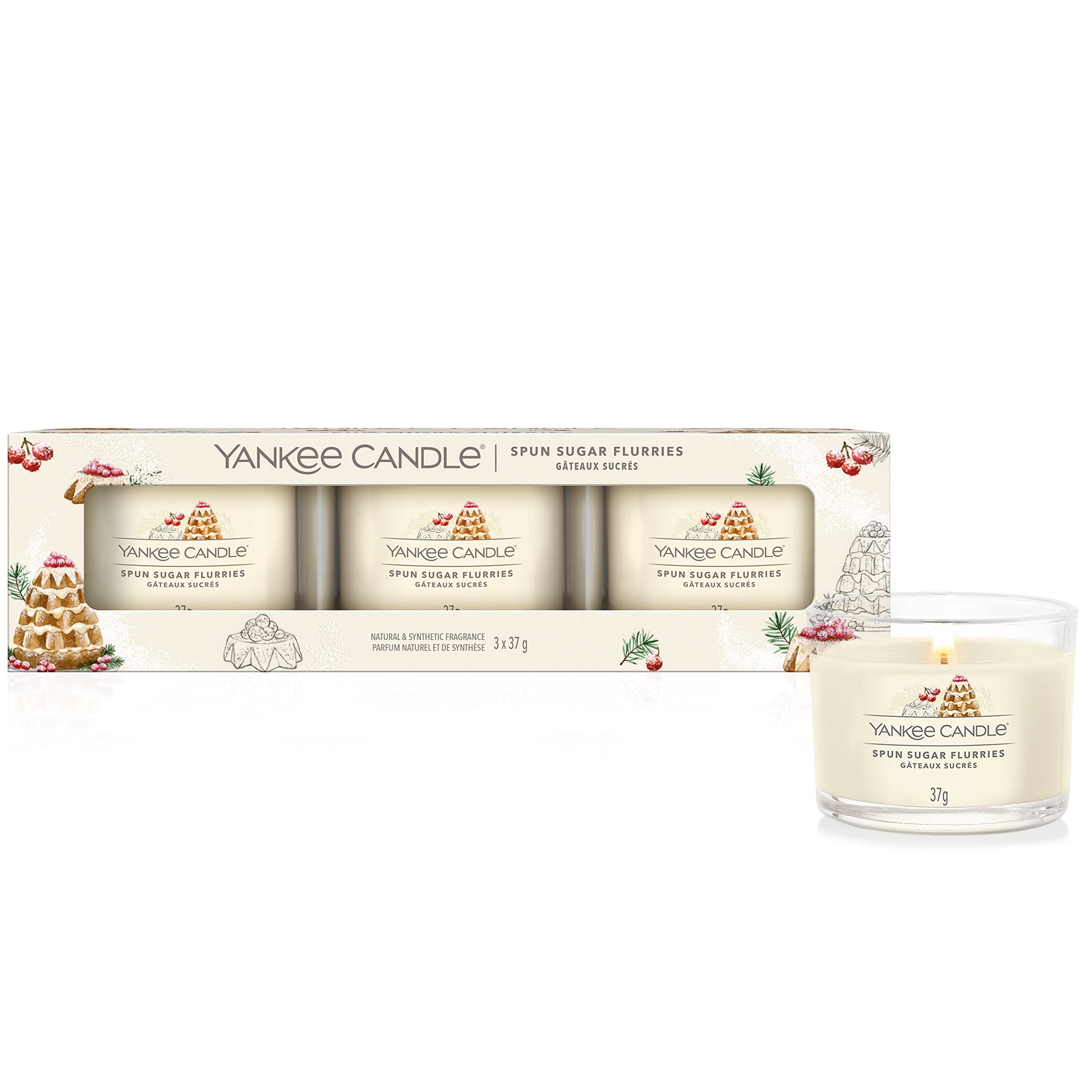 Yankee Candle Scented Candles Gift Set | Spun Sugar Flurries Filled Votive Candles | Snow Globe Wonderland Collection | Perfect Gifts for Women | 3 Count