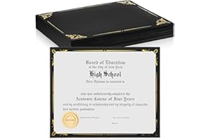 Fainne 50 Pcs Single Sided Certificate Holder Diploma Covers with Foil Border for 8.5 x 11 Inches Certificates Cardstock Document Papers Award Competition Supplies(Black, Gold)