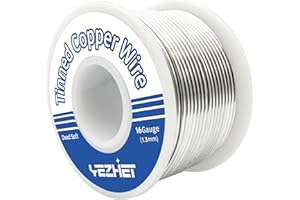 YEZHET Tinned Copper Wire 62 Ft, 16 Gauge, 0.5LB Spool for Stained Glass Project, Crafts, and Jewelry Making
