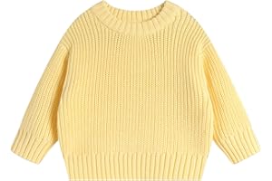 CUATINTUO Toddler Baby Girls Boys Knitted Sweater Solid Color Long Sleeve Warm Pullover Tops Fall Winter Clothes