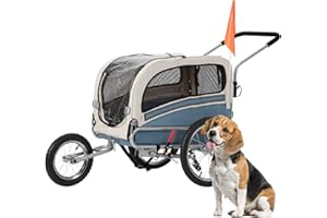 ANOUR 2 in1 Pet Bicycle Trailer and Jogger Travel Carrier Suitable for Small and Medium Dogs, Folding Storage 20303L