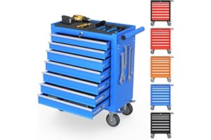 Granper 7-Drawer Tool Chest, Tool Box with Wheels, Movable Rolling Tool Chest, High Capacity Tool Chest with Wheels, Heavy Duty Tool Cabinet for Workshop, Garage and Repair Room(Blue)