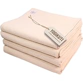 Yogikuti Iyengar Yoga Blanket Set of Four &ndash; Thick Handwoven Cotton Blankets for Restorative Yoga, Meditation and Pranayama &ndash; Supportive Yoga Prop for Comfort, Alignment and Deep Relaxation - (White)