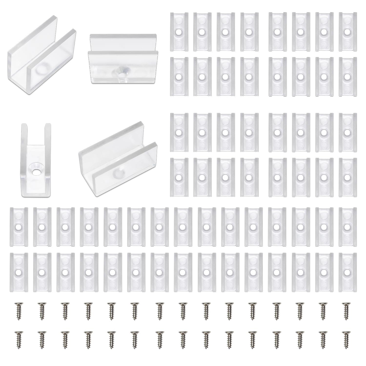 MMEEVT Neon Rope Light Mounting Brackets - 50PCS Accessories for 6x12mm LED Neon Flexible Strip Lighting, DIY (50 Screws, 50 Clips)