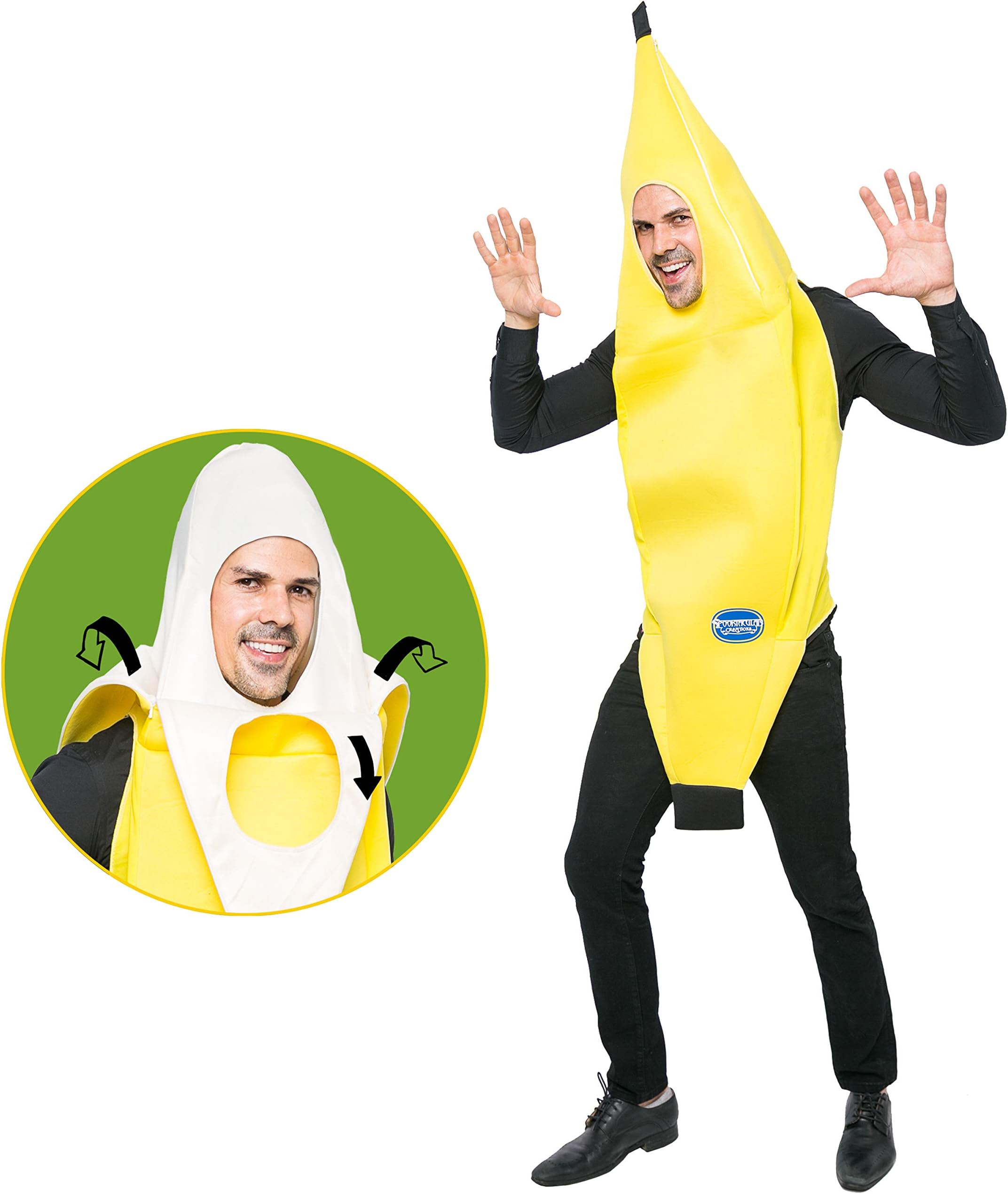 Spooktacular Creations Appealing Banana Costume Adult Deluxe Set for Halloween Dress Up Party and Roleplay Cosplay