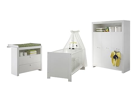 trendteam Babyzimmer 3-teiliges Komplett Set Olivia in Weiß mit viel Stauraum und pflegeleichten Oberflächen