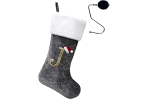 infleesh 20 Inches Monogrammed Christmas Stockings with Letters,Super Soft Christmas Stockings Large Monogram Stockings Red Letter Stockings for Christmas Holiday Xmas Gift…
