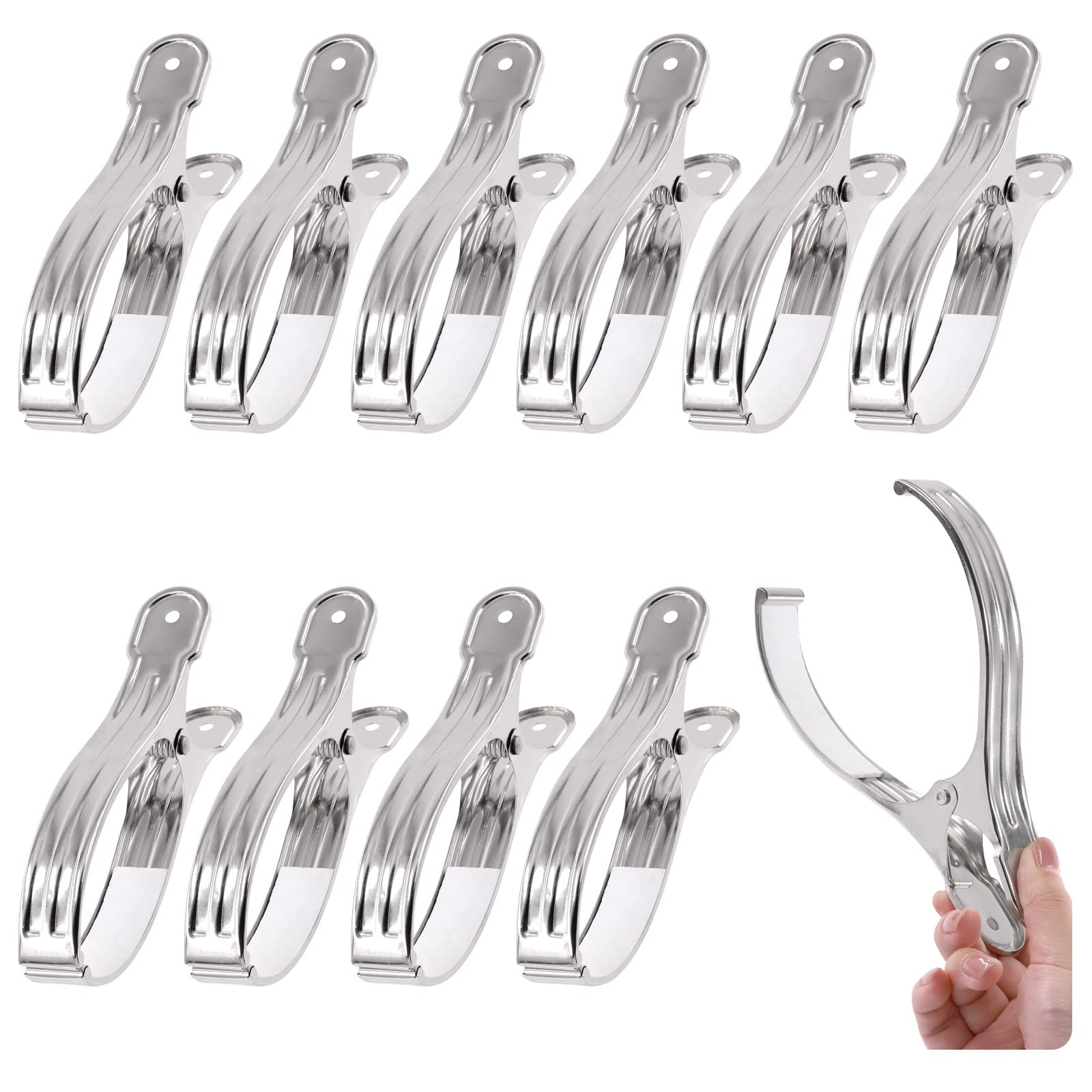 Mardatt 10 Pcs 16 CM/6.3 Inches Stainless Steel Garden Clips Assortment Set Heavy Duty Strong Grip Greenhouse Clip for Plant Cover Shade Cloth Greenhouse Frame