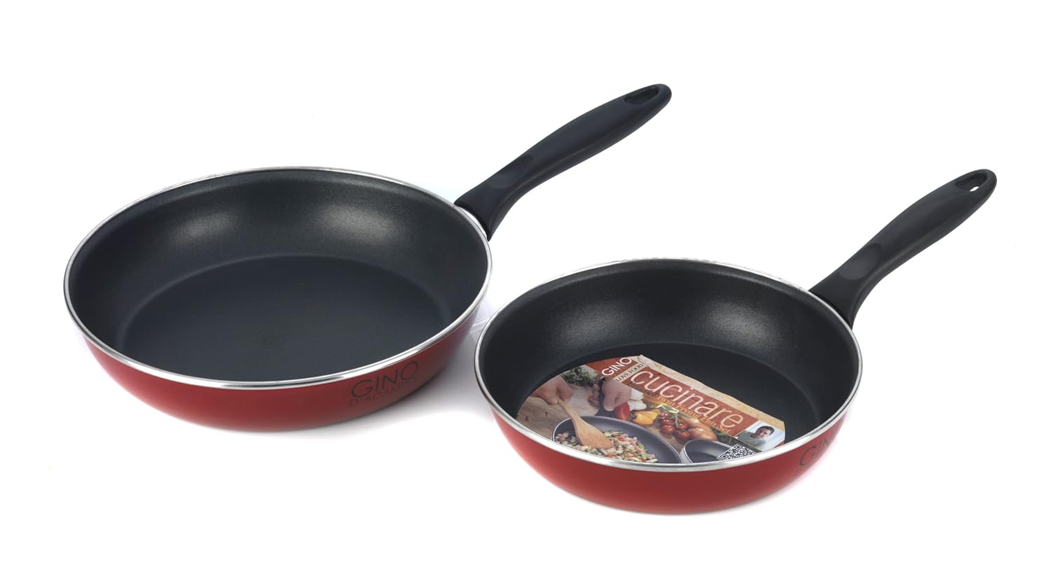 GD1824RSD1 Gino D'Acampo 23 and 27 cm Twin Frying Pan Set, Red Amazon