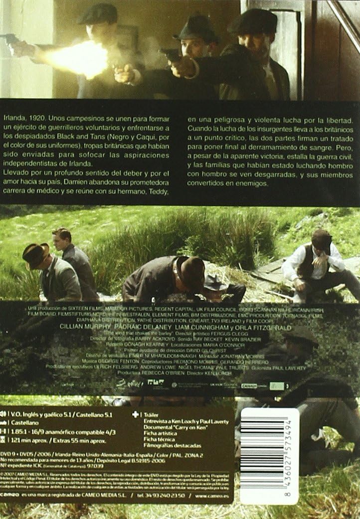 El Viento Que Agita La Cebada The Wind That Shakes The Barley 2006 Import Amazon Co Uk Cillian Murphy Padraic Delaney Liam Cunningham Gerard Kearney William Ruane Kieran Aherne Roger Allam Laurence Barry Sabrina