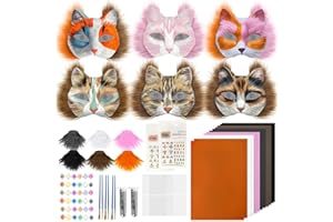 THERIANMASK DIY Therian Mask Kit White Cat Masks to Paint Furry Animal Mask Therian Gear Stuff for Halloween Masquerade Cosplay Party
