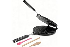 Dyna-Living Waffle Cone Maker Household Ice Cream Cone Machine Non-stick 7.9 inch Egg Roll Mold Pan Waffle Bowl Maker for DIY Ice Cream Waffle Cone Desserts, Flower-shape