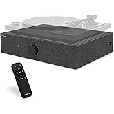 Andover Audio SpinBase MAX 2 Premium Hi-Fi Speaker System for Turntables | Bluetooth Streaming, Phono Pre-Amp, Capacitive Controls, IsoGroove Anti-Feedback, Under Turntable Speaker, Remote, Black
