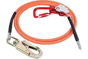 Meyoppm Flip Line, Wire Core Flipline 1/2" X 10', Wire Core Flip Line Kit with Triple Lock Carabiner Adjuster, Steel Swivel Snap, Climbing Flipline for Fall Protection, Arborist, Tree Climbers
