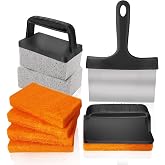 NxeAnnQi 10 Pieces Griddle Cleaning Kit for Blackstone Flat Top Grill | Professional Heavy Huty Scraper, Grill Stones, Scouring Pads and Handles to Remove Grease and Residue from Flat Top Griddles