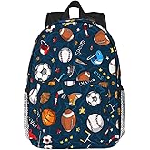 exroozy Sports Backpack for Boys Girls Basketball Soccer Baseball School Bags Blue Shoulder Bags Travel Backpack Bookbag 15 inch Gift for Kids Toddler