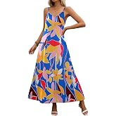 Zeagoo Womens Summer Maxi Dress Spaghetti Strap Casual Printed Dress Boho Floral Beach Sundress,