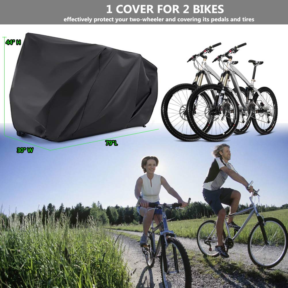 Gtpeak Bicycle Cover Waterproof 2 Bikes 210D XXL Bicycle Wheel Cover with Resist Strong Winds Easy Fold Carry Around Lasting Reliable Protection for Mountain Bike Outdoor Riding Traveling