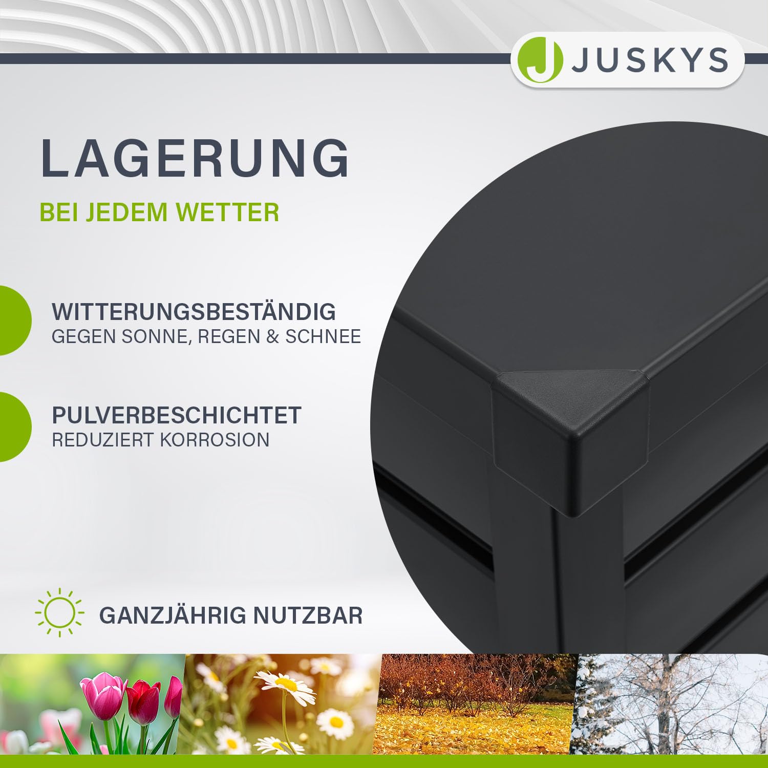 Juskys Metall Aufbewahrungsbox Limani 380 Liter - Outdoor Box - wasserdicht, abschließbar - Gartenbox, Auflagenbox, Kissenbox für Garten Anthrazit 4