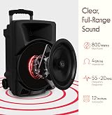 Pyle Bluetooth PA System 800W Peak Portable Party Speaker with Battery view 2