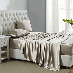 Lanest Housing Silk Satin Sheets, 4-Piece Queen